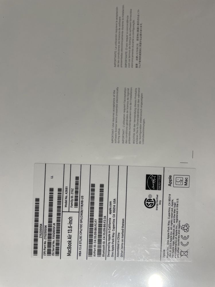 MacBook Air 13.6 2023 на 1 TB, М2