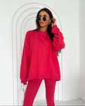 Bawełniana bluza LENOSHKA Basic Long oversize magenta-Polska produkcja
