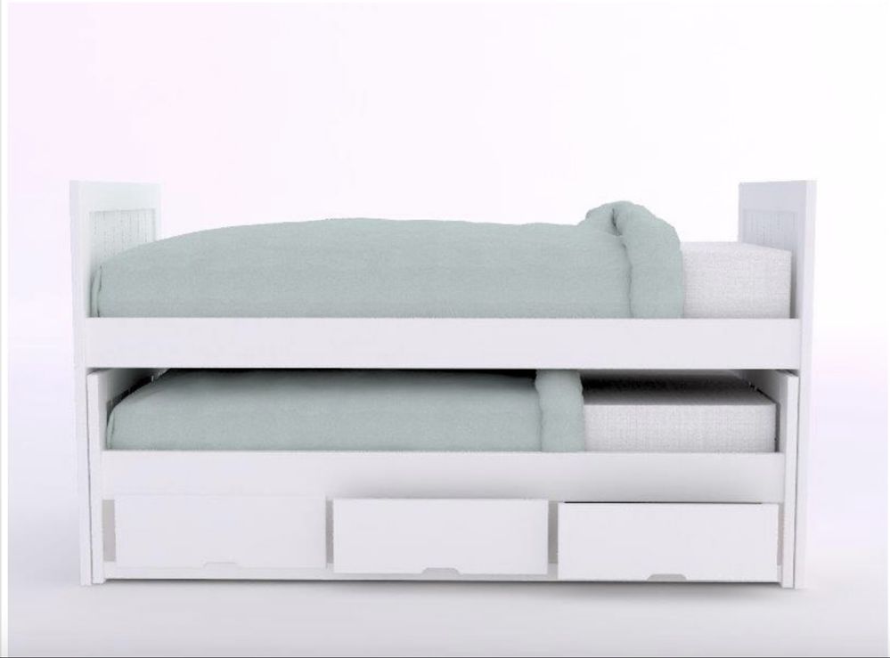 Cama Rincão Tripla OU 2 Camas Individuais + 2 colchoes lacado branco