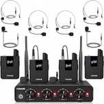 Bezprzewodowy zestaw TONOR TW364 UHF z 4 nadajnikami bodypack