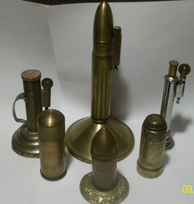 zapalniczki gabinetowe stare  mosiężne  cena za 6 szt