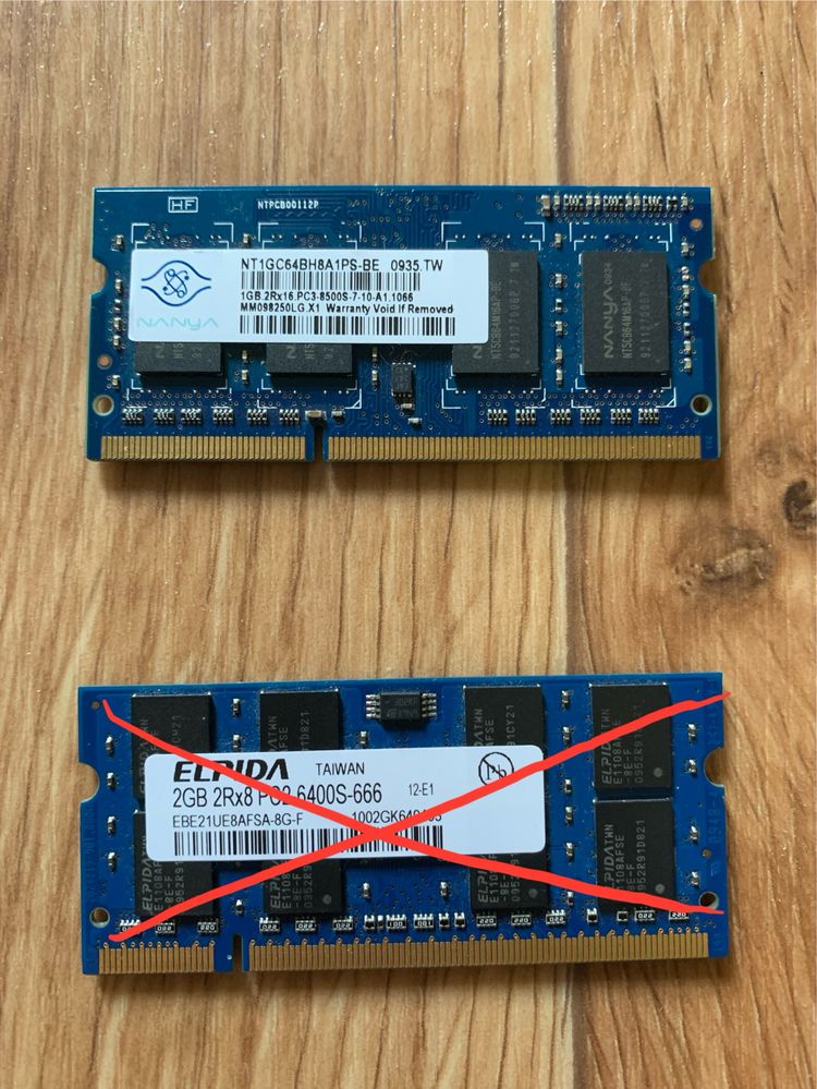 Оперативна память для ноутбука DDR3 1GB та 2GB
