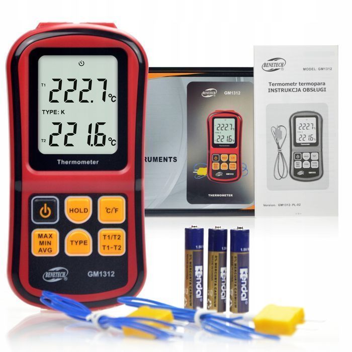 Cyfrowy Termometr 2x Termopara Typu K -50 Do 1372