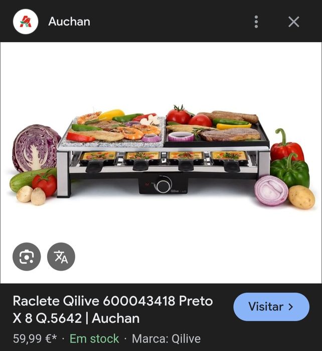Raclette Quilive usada 2 vezes para 8 pessoas