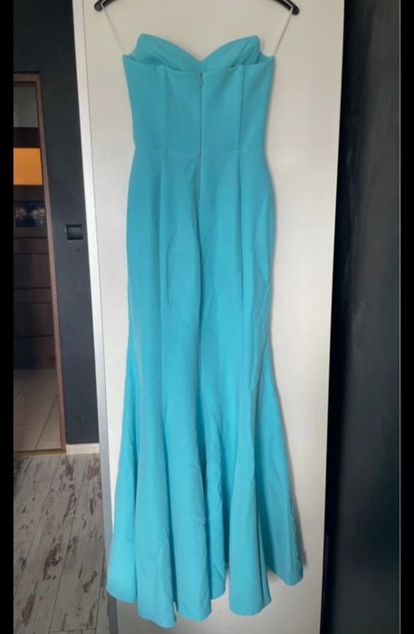 Długa suknia balowa klasyczna syrenka rybka gorsetowa dla świadkowej