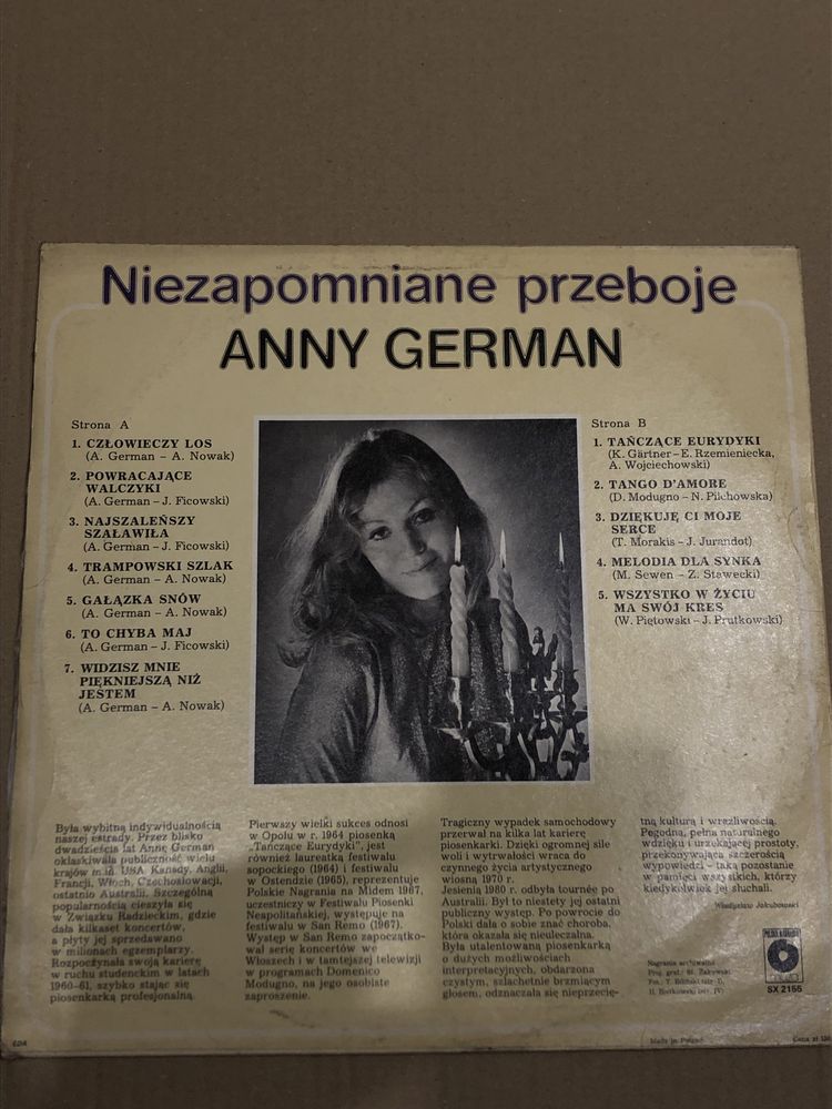 Płyta winylowa ANNA GERMAN „Niezpamniane Przeboje”