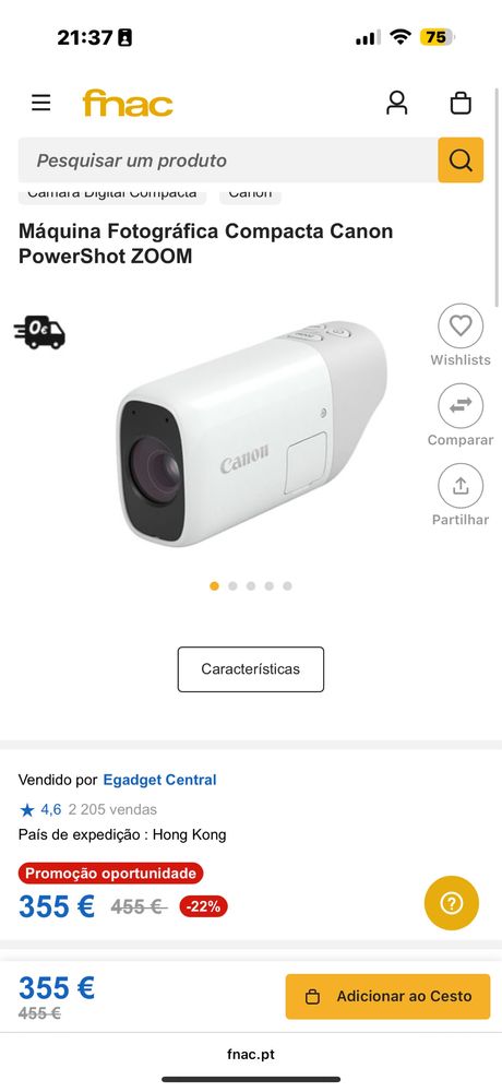 Canon powershot zoom de 9.6x - 30x zoom optico, visor oled