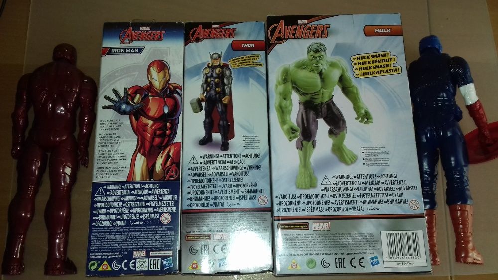 4 bonecos Marvel Vingadores - Iron man, Hulk, Capitão América e Thor