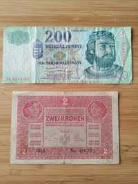 Banknoty, Węgry 200 forint 1998, Austro-Węgry 2 korony 1917