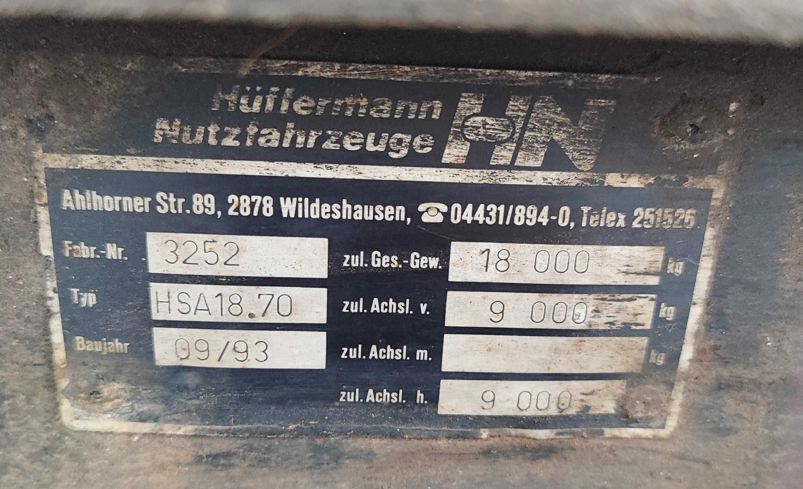 Przyczepa do przewozu kontenerów Hüffermann HSA 18.70