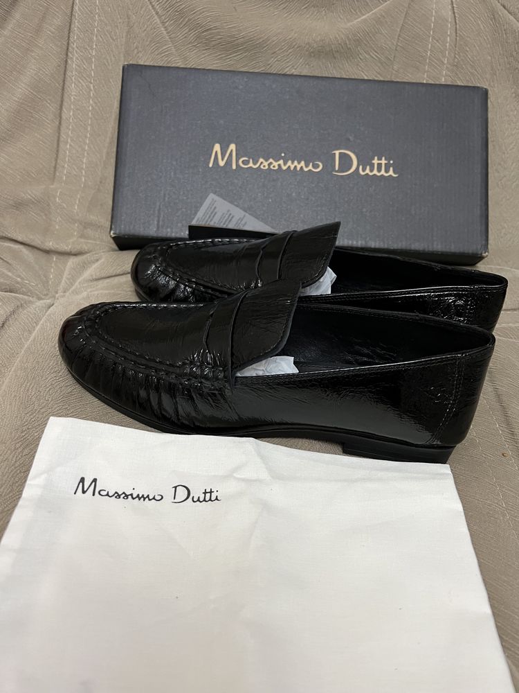 Кожаные мокасины лоферы Massimo Dutti