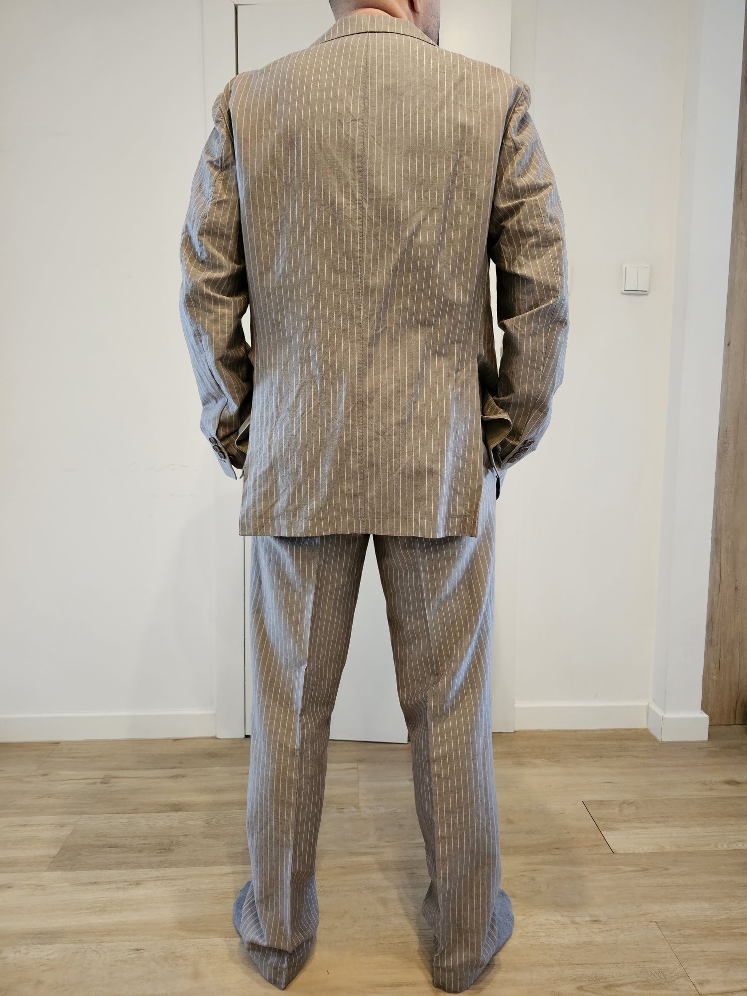 Lniany, elegancki garnitur BOSS, 700 zł TANIEJ!