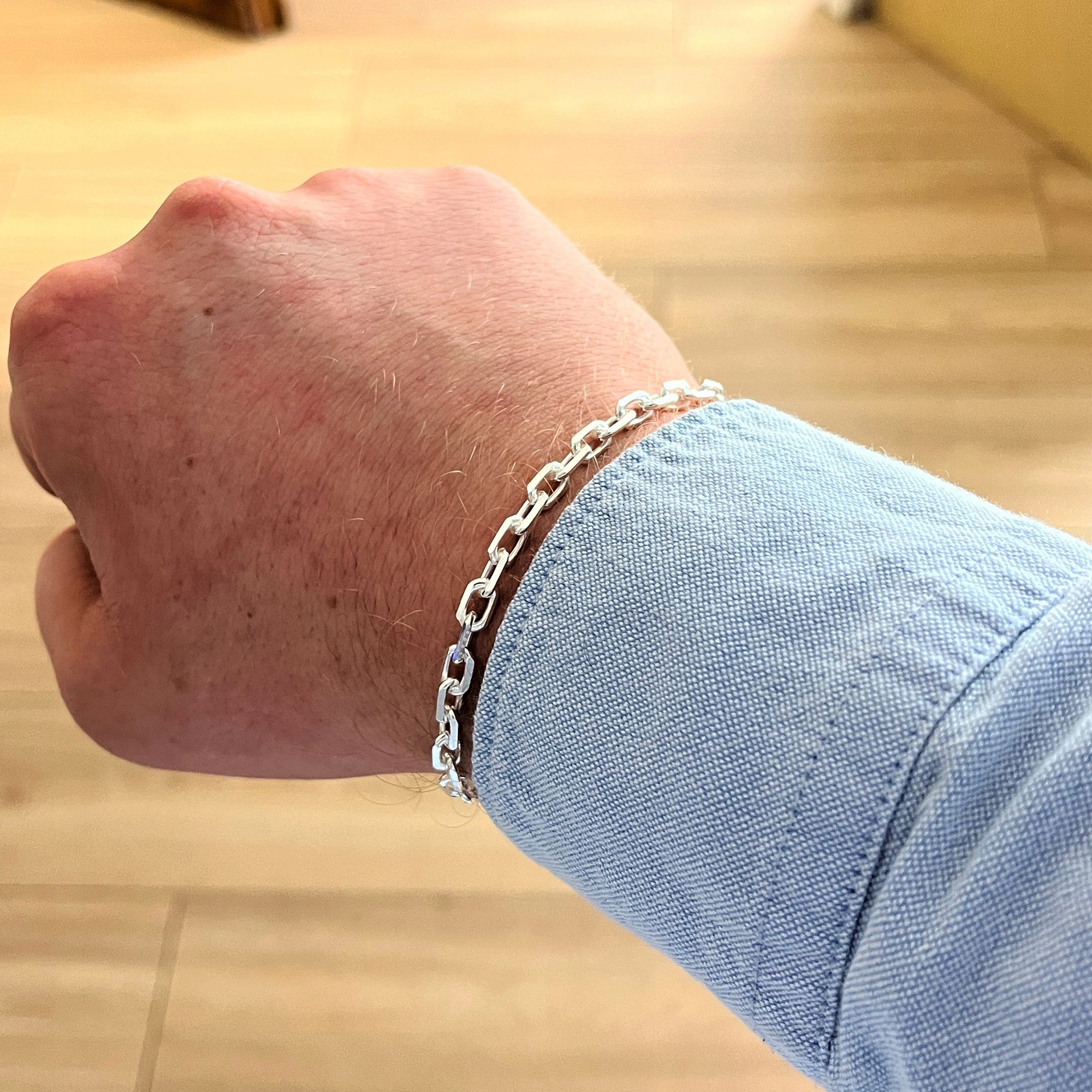 Bransoletka Męska Srebrna Ankier 4,5 Mm 925 + Eleganckie Pudełko Preze