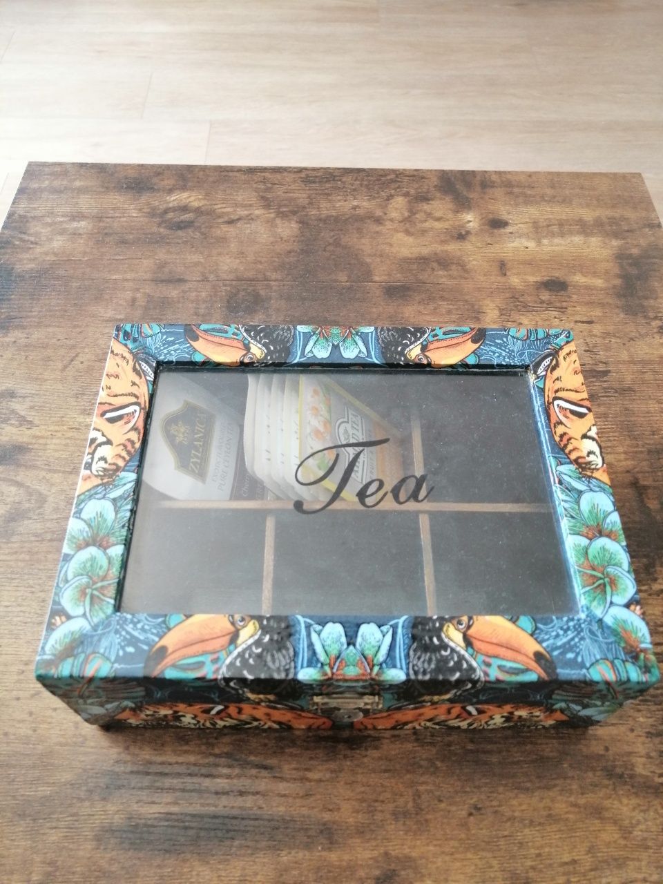 Taca i pudełko na herbatę - zestaw handmade 2 szt.