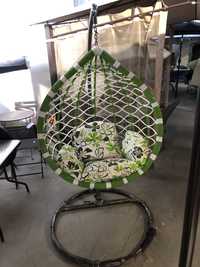 Kokon fotel wiszacy zielony bialy