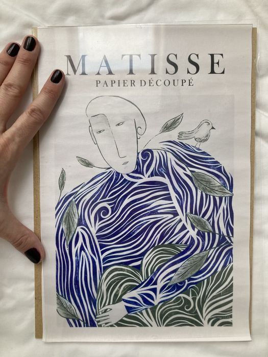 Plakat poster matisse decoupe niebieski zielony obraz plotnie