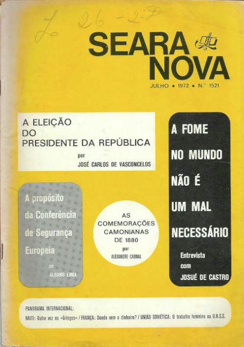 Revista Seara Nova Nº 1521 Julho 1972