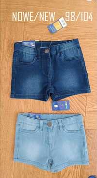 Zestaw 2szt- nowe spodenki/szorty dziewczęce 98/104 jeansowe miękkie