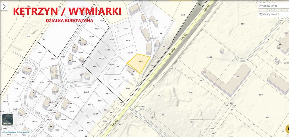 Działka budowlana Kętrzyn/Wymiarki