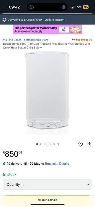 Zbiornik ścienny bojler BOSCH Tronic 5500T 80l praktycznie nowy !