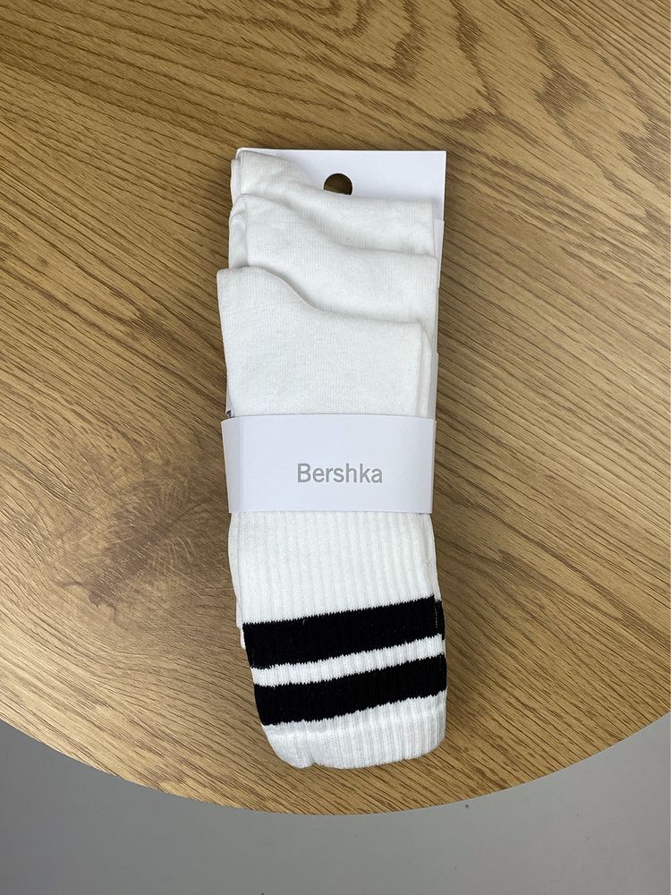 Шкарпетки Bershka Stripe Socks (3 пари) білі високі чоловічі