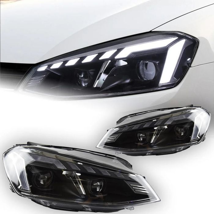 Lampy Przednie LED do VW Golf 7 - Styl Audi, Animowane DRL, Dynamiczny