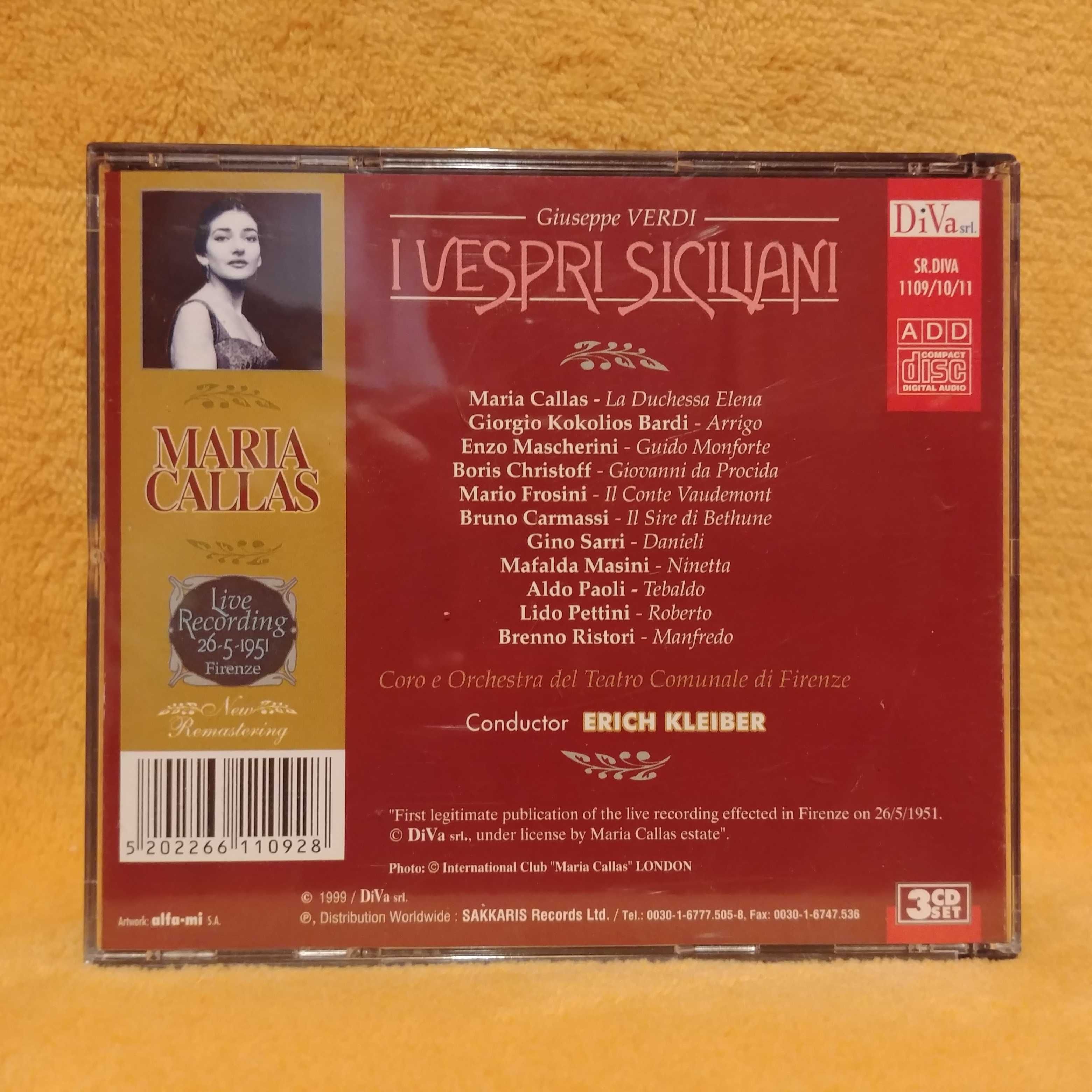 Maria Callas I Vespri Siciliani Nieszpory Sycylijskie Verdi 3 CD