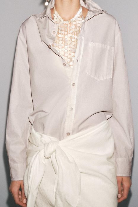 Сорочка ZARA рубашка колір льон р. М