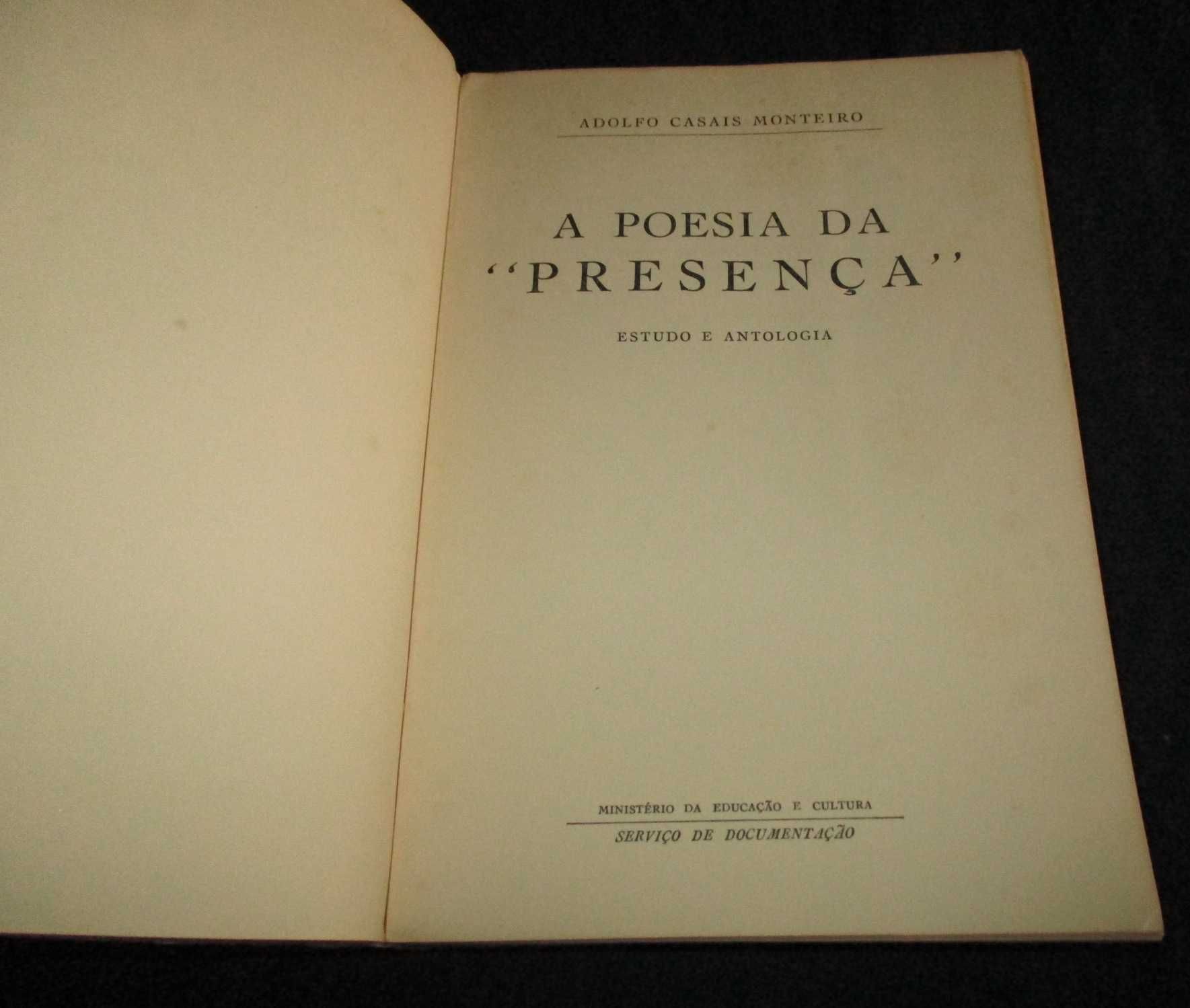 Livro A Poesia da Presença Adolfo Casais Monteiro 1959