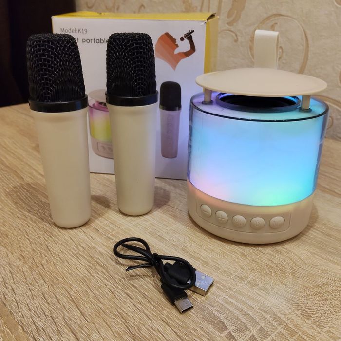 Bluetooth колонка із двома мікрофонами бездротовий караоке