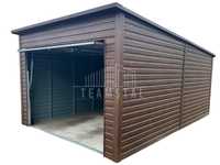 Garaż Blaszany 3,5x6 Brama Drewnopodobny Ciemny Orzech - TS582