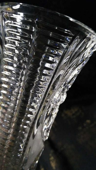 Ваза для цветов хрусталь ссср  гравировка резьба винтаж антиквариат