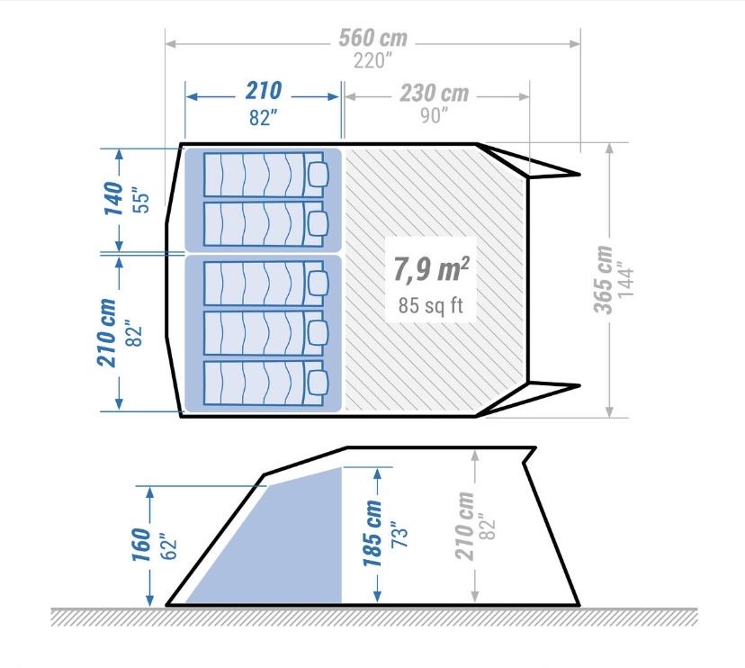 Namiot dmuchany Quechua Air Seconds 5.2 F&B, 5-osobowy, 2-sypialnie
