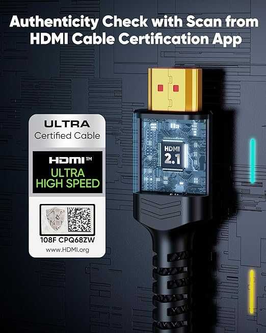 Highwings Kabel HDMI 2.1, certyfikowany, 48 Gb/s, Highspeed 8K 8m