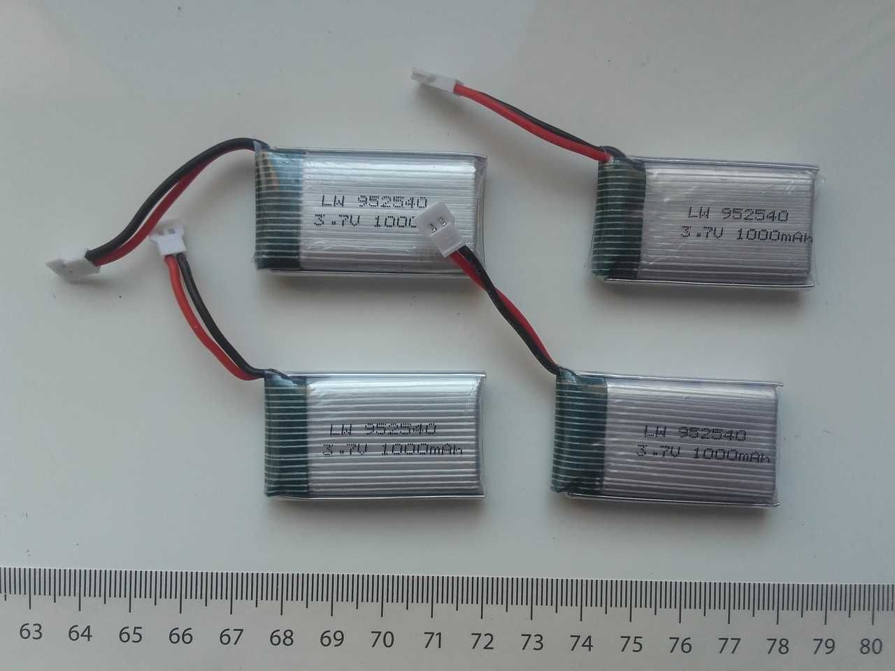 2x Akumulator LiPo 3,7V, 1000mAh, Syma z wtyczą MX2.0, 16g, NOWY, 9525