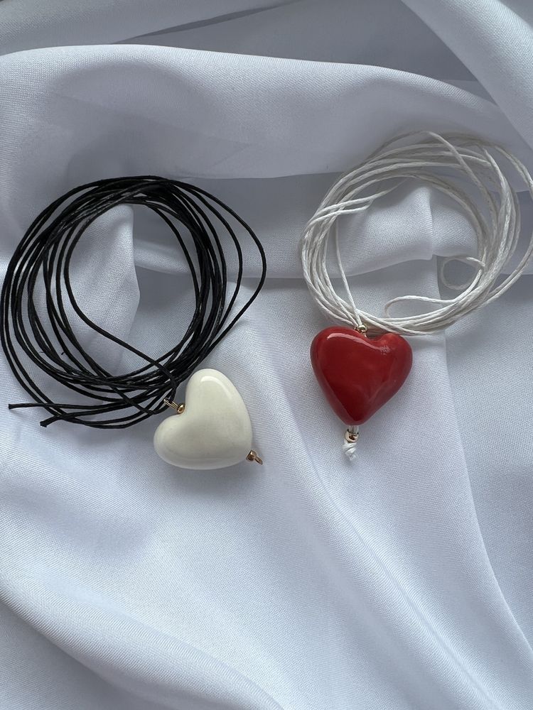 Кулон Серце кераміка, підвіска ручної роботи керамічне серце