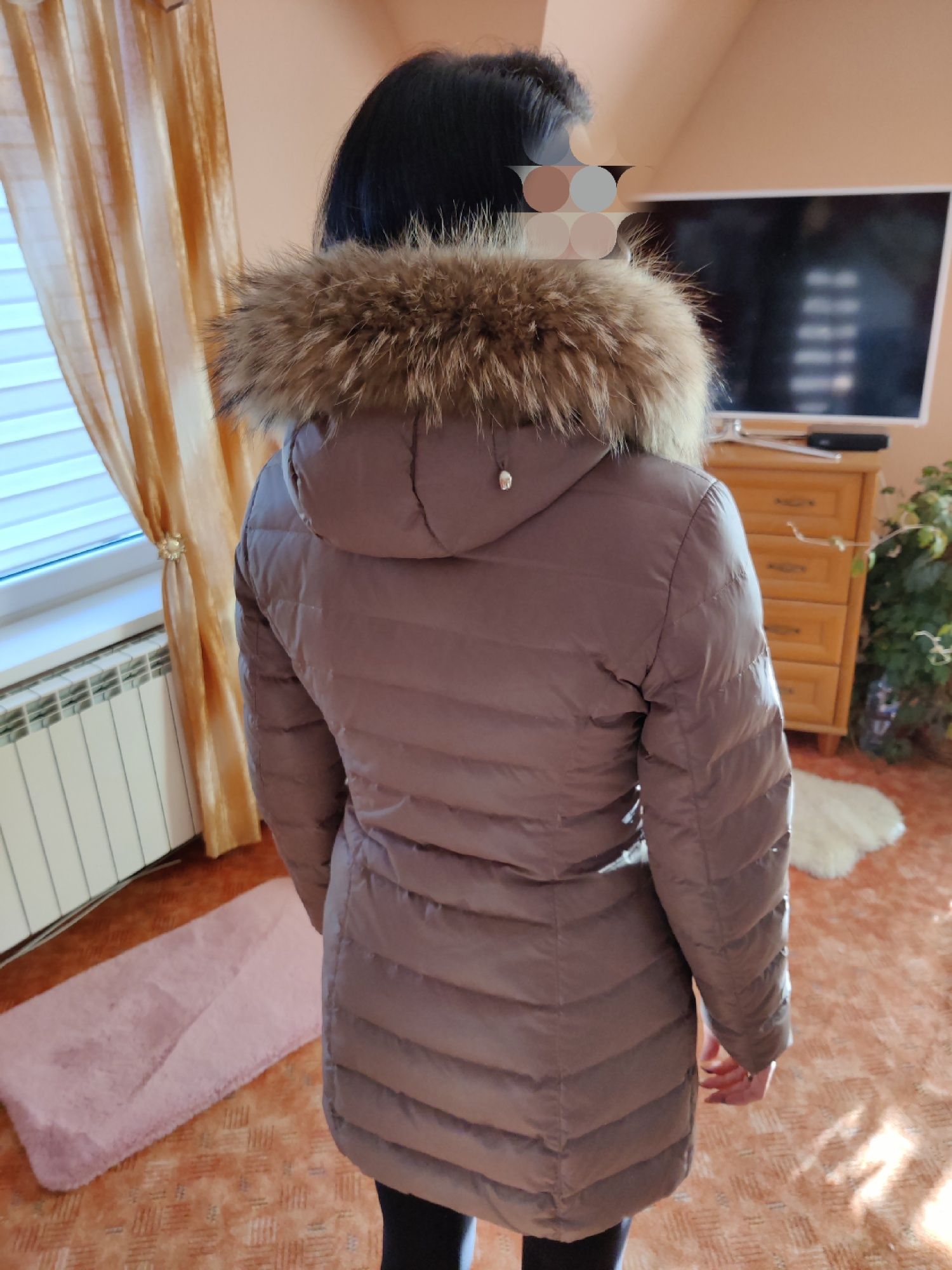 Kurtka zimowa Puchowa Plaszcz Elisabetta Franchi z jenotem Lis r. 38