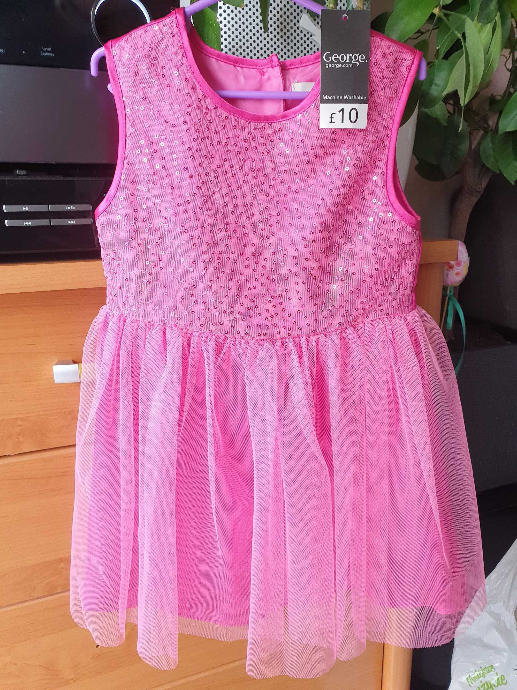 NOWA sukienka komunia elegancka cukinie różowa dziewczynka george 98