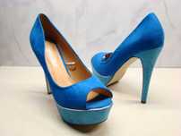 Szpilki Jennifer 40 open toe na platformie 13,5 cm niebieskie