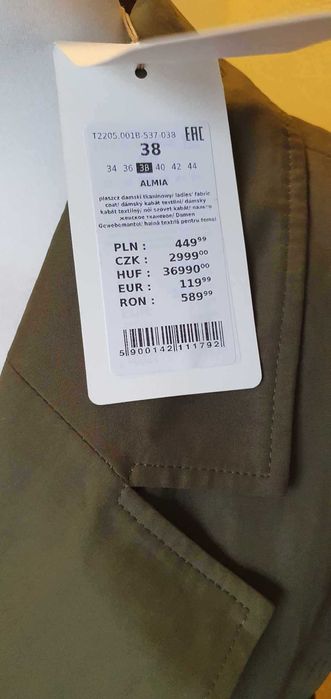 Tatuum Płaszcz Damski , Nowy z Metką rozmiar 38