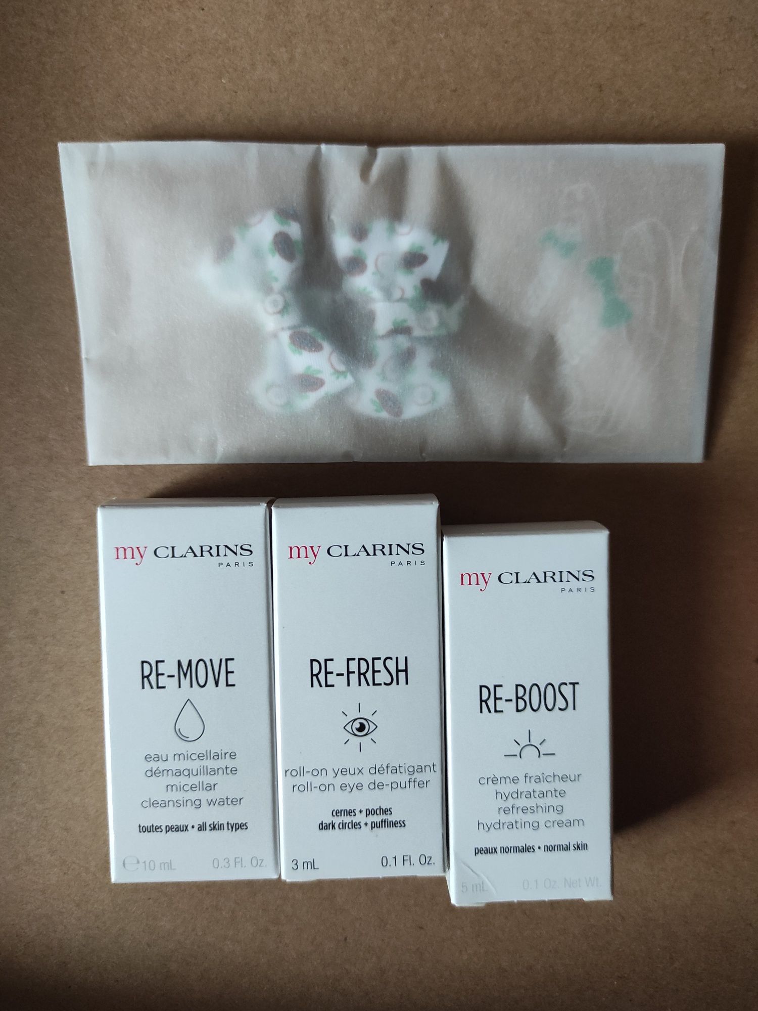 Clarins zestaw miniatur plus kokardki do butow