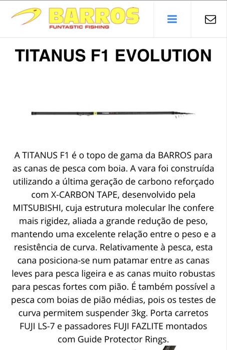 Cana pesca à bóia Barros Titanus f1 Evolution 600