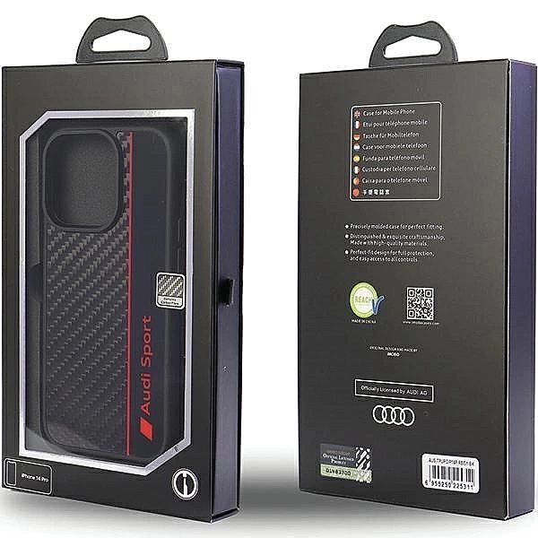 Etui Audi Carbon Fiber Stripe na iPhone 13 Pro Max - czarne