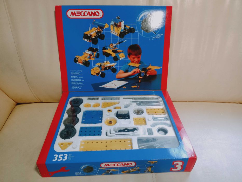 Zestaw konstrukcyjny Meccano nr 3 – metalowy z silniczkiem