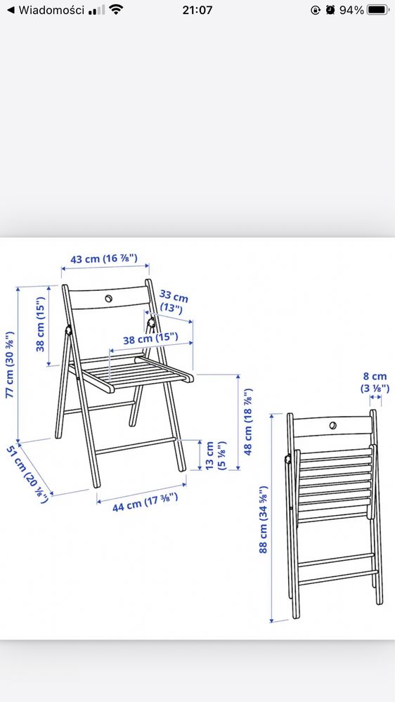 Krzesło składane białe Ikea Frosvi