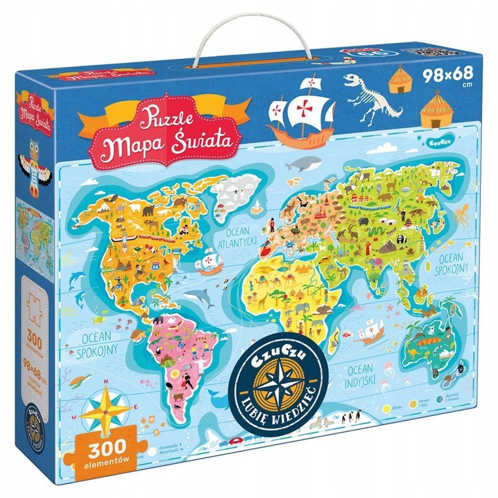 Puzzle Mapa Świata 300 El., Bright Junior Media