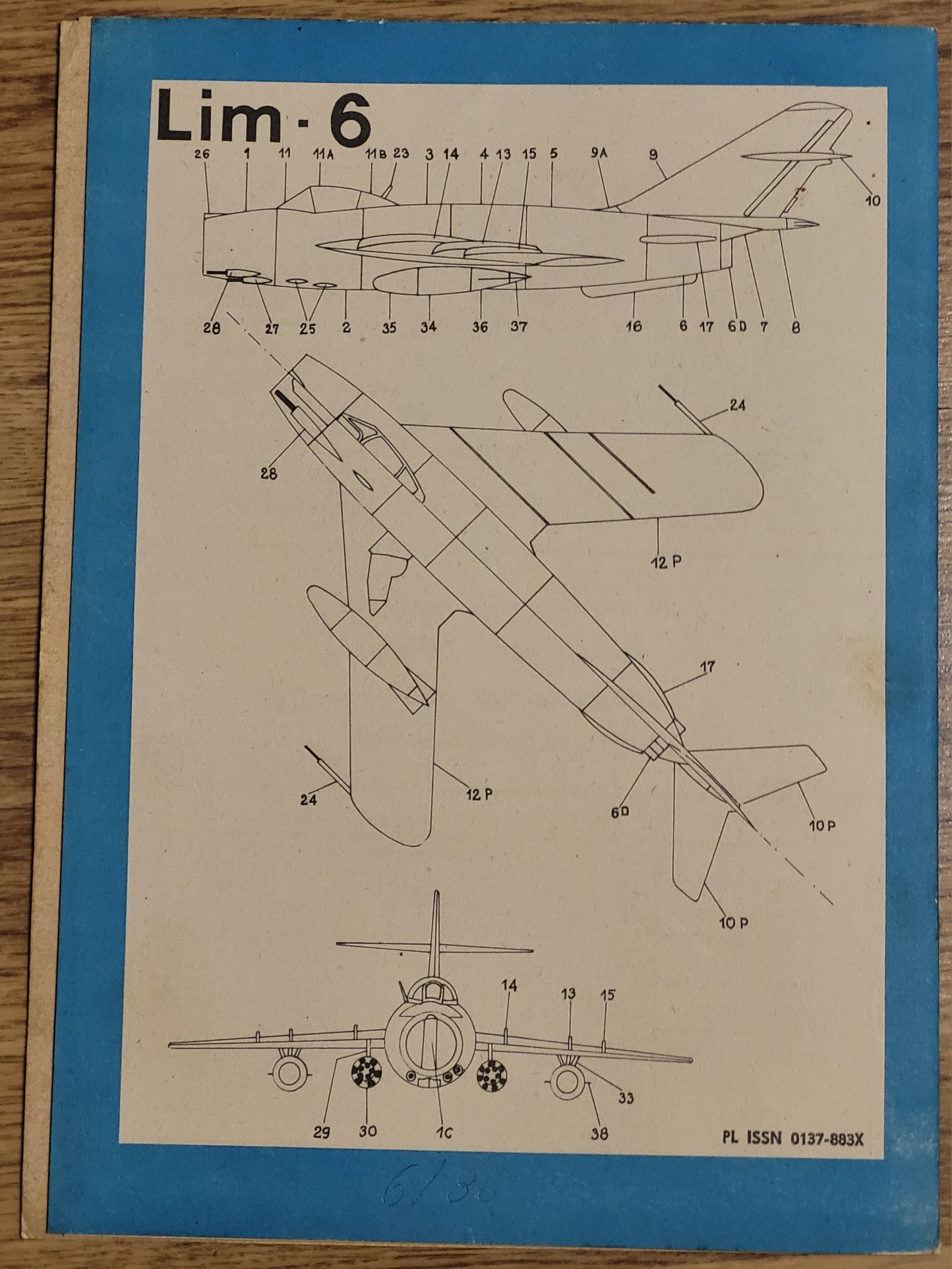Mały Modelarz Nr 6/1986r Samolot Mig-17, model kartonowy