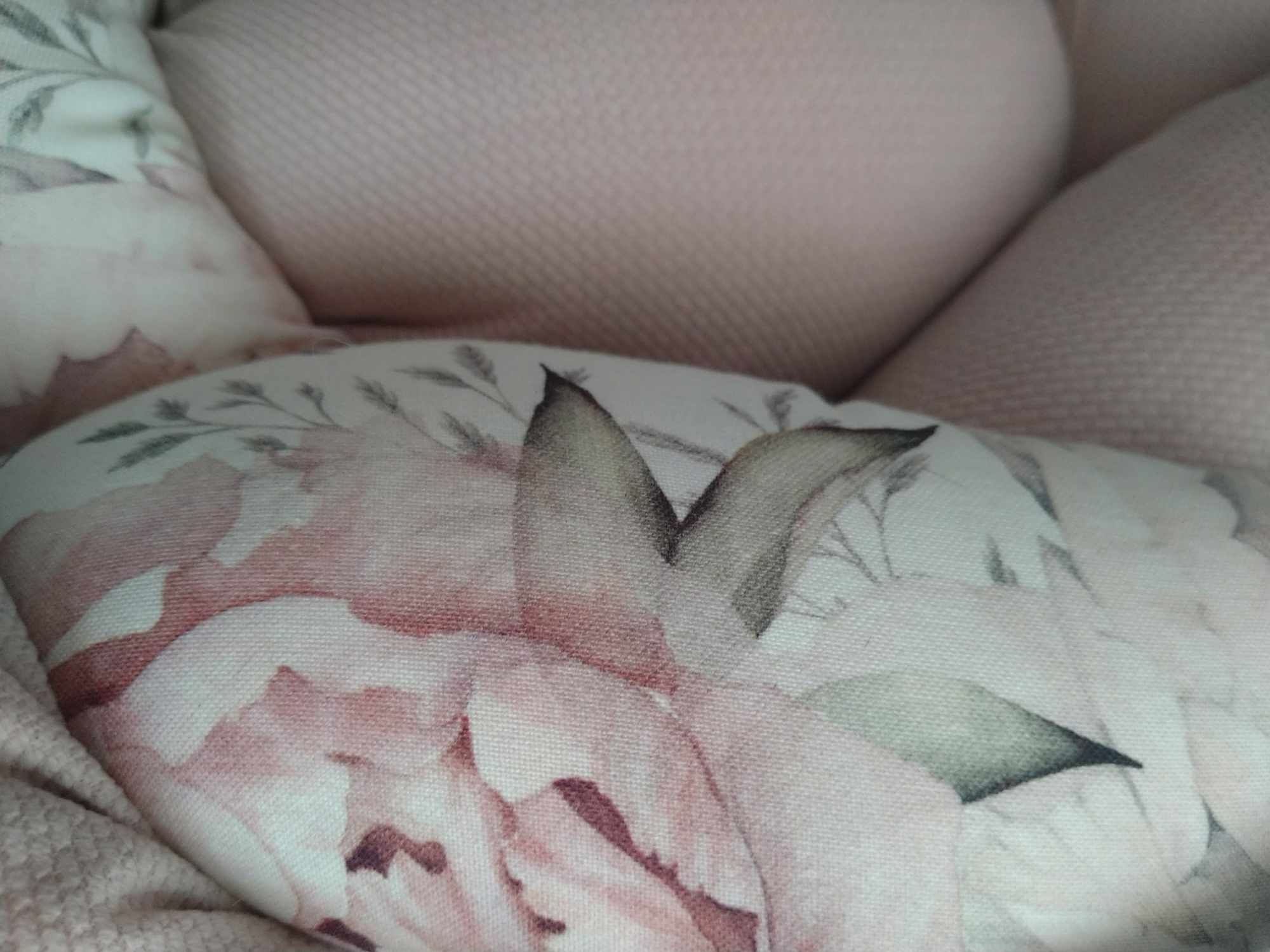 Nowy warkocz piwonie do łóżeczka niemowlaka różowy kwiaty Velvet