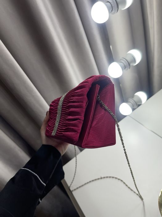 Сумка/сумочка/клатч рожевий зі стразами