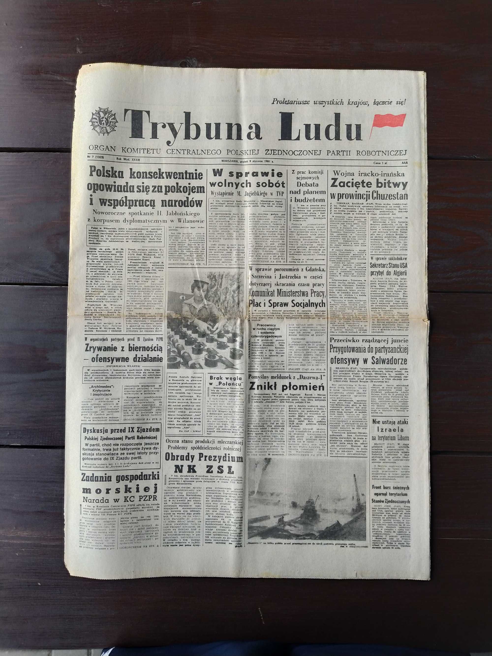 Gazeta TRYBUNA LUDU Nr 7 (1325), 9 I 1981r. PRL